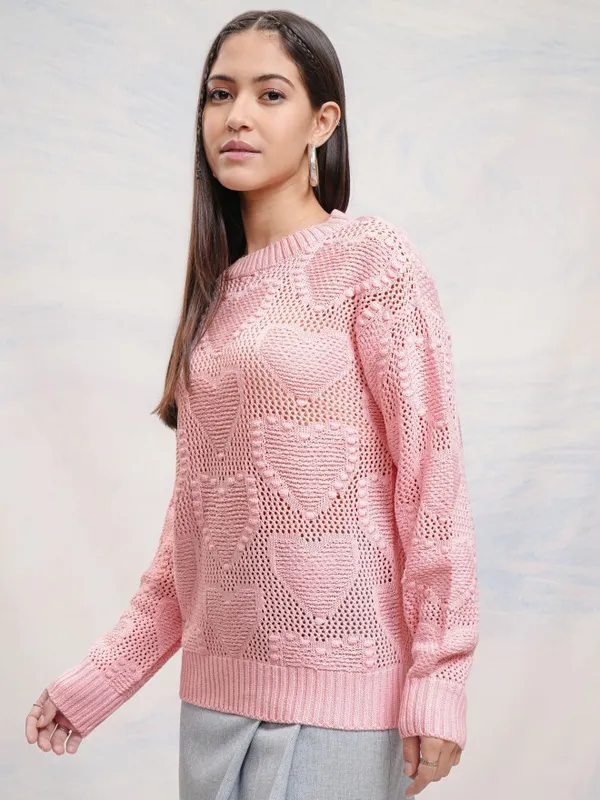 Women Self Design Sweater