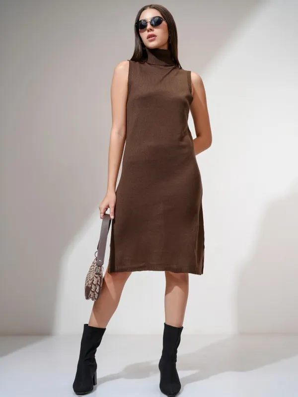 Tokyo Talkies Women Brown Solid Sheath Dress