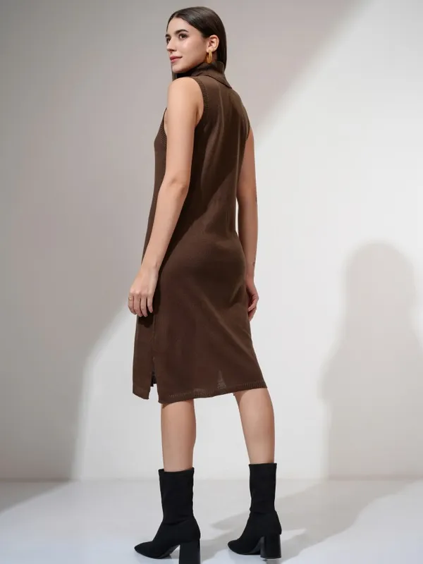 Tokyo Talkies Women Brown Solid Sheath Dress