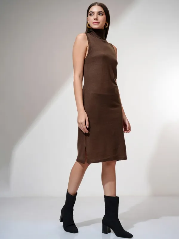 Tokyo Talkies Women Brown Solid Sheath Dress