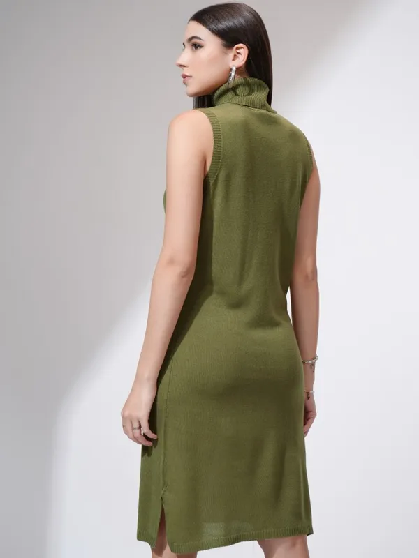 Tokyo Talkies Women Olive Solid Sheath Dress