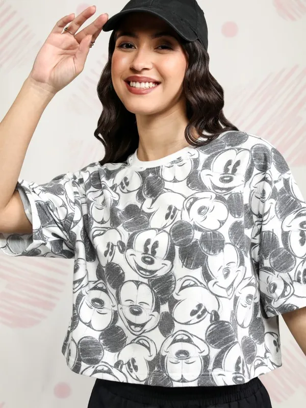 Mickey Mouse Printed Boxy Fit T-Shirt