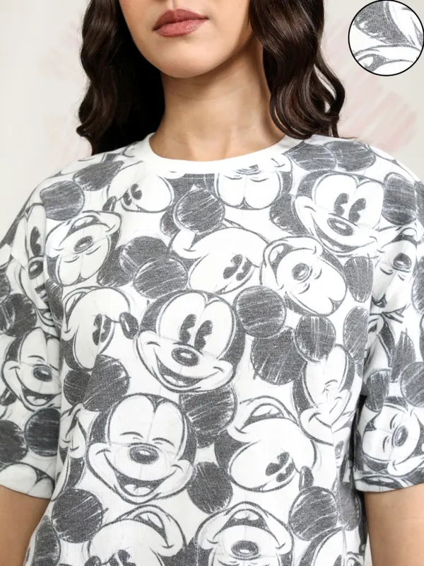 Mickey Mouse Printed Boxy Fit T-Shirt