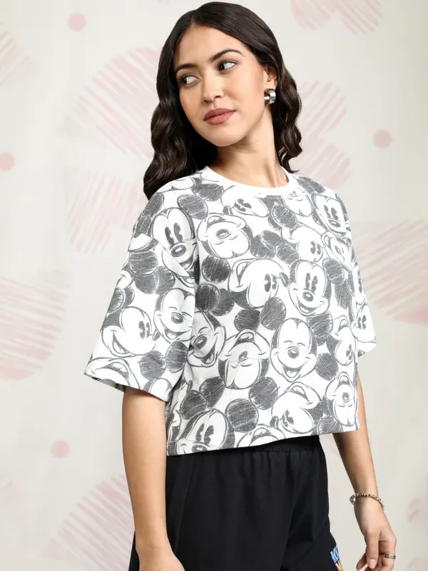Mickey Mouse Printed Boxy Fit T-Shirt