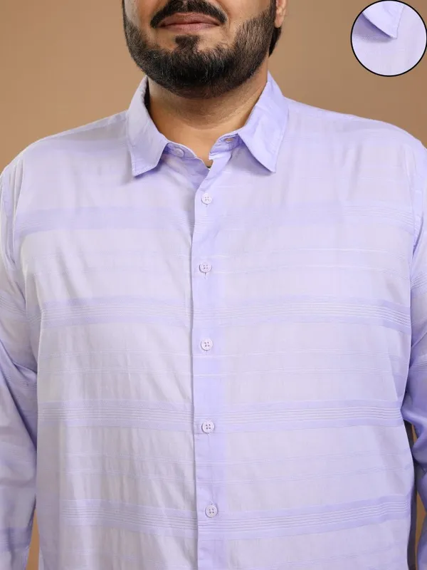 Xtra Ordinary By Highlander Men Lavender Striped Regular Fit Casual Shirt