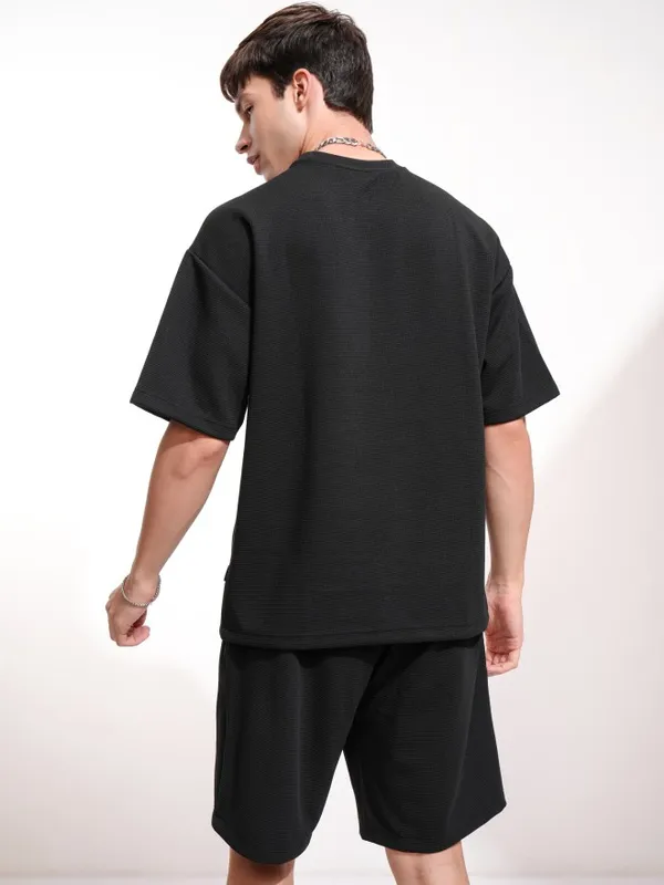Highlander Men Black T-Shirt With Shorts Co-Ords