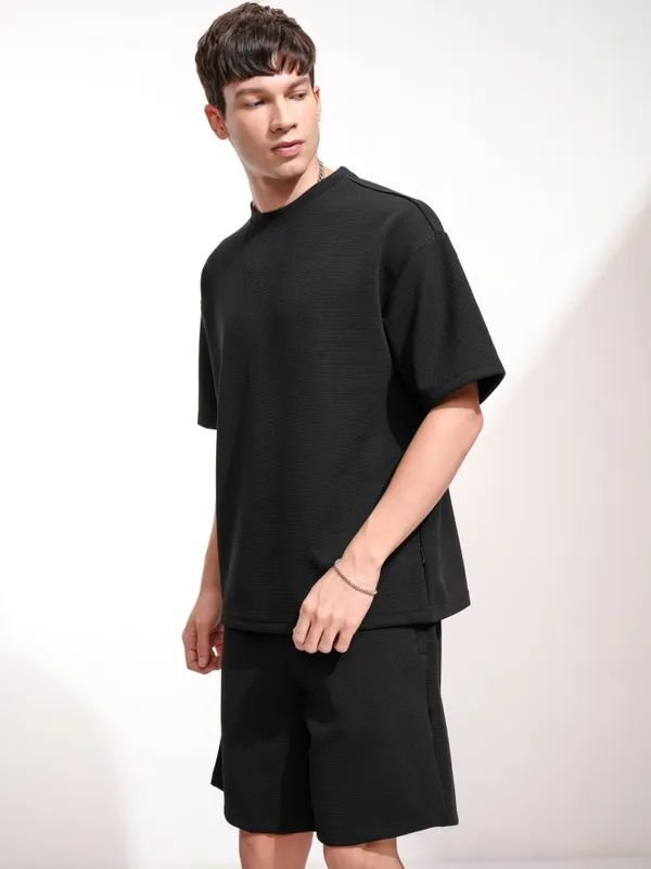 Highlander Men Black T-Shirt With Shorts Co-Ords