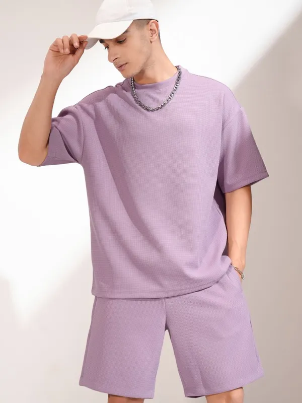 Highlander Men Mauve T-Shirt With Shorts Co-Ords