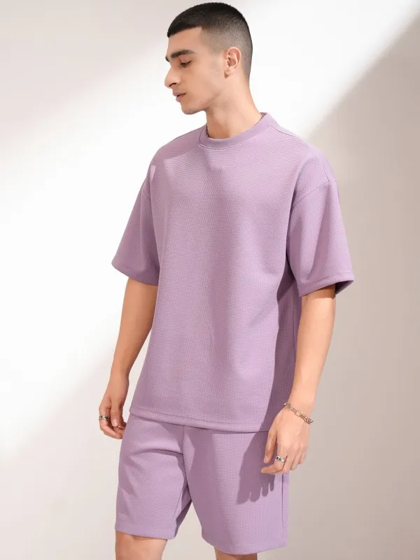 Highlander Men Mauve T-Shirt With Shorts Co-Ords