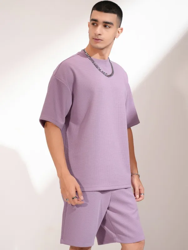 Highlander Men Mauve T-Shirt With Shorts Co-Ords