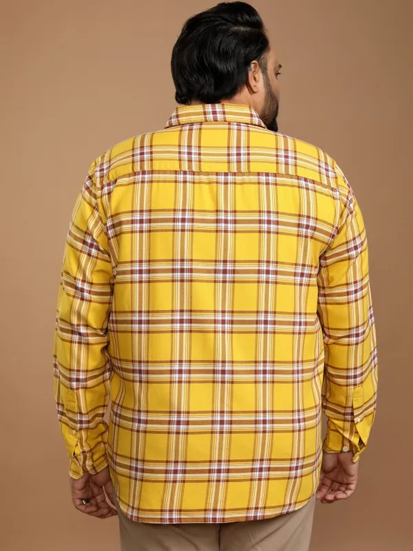 Xtra Ordinary By Highlander Men Yellow Checked Regular Fit Casual Shirt