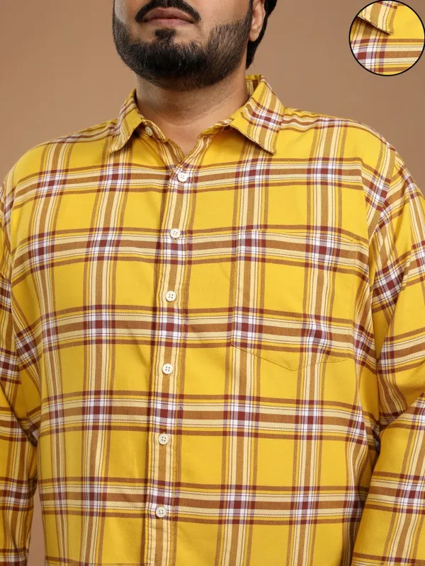 Xtra Ordinary By Highlander Men Yellow Checked Regular Fit Casual Shirt