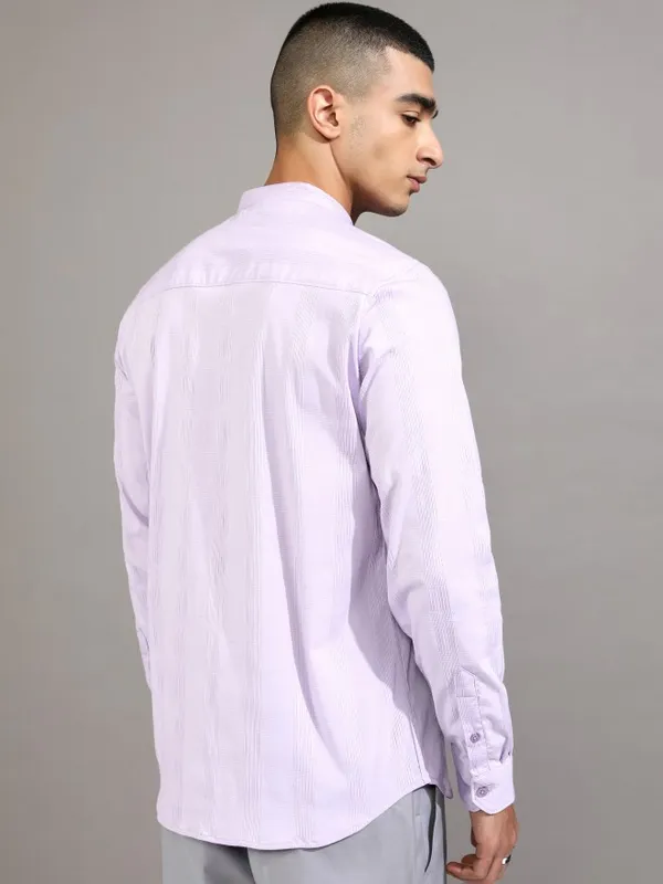 Highlander Men Lavender Checked Regular Fit Casual Shirt