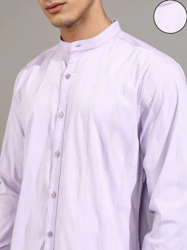 Highlander Men Lavender Checked Regular Fit Casual Shirt