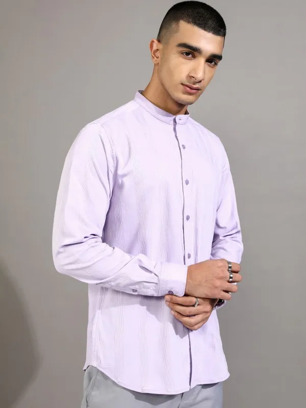 Highlander Men Lavender Checked Regular Fit Casual Shirt
