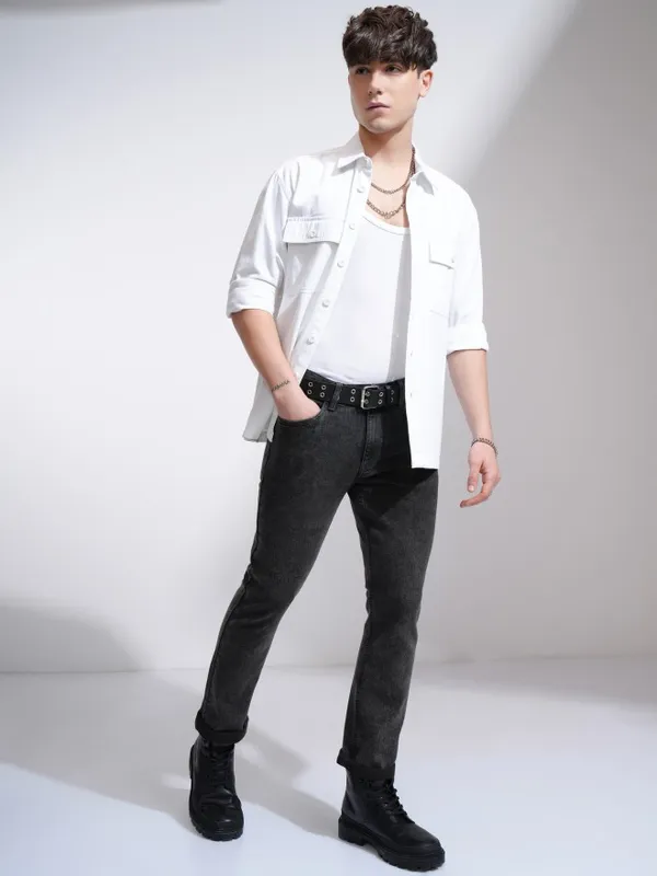 Highlander Men Grey Straight Fit Stretchable Jeans