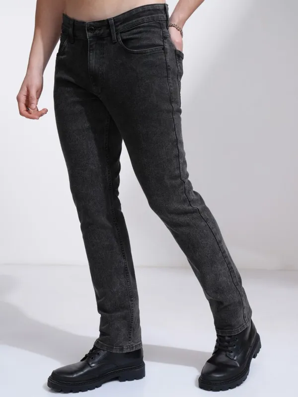 Highlander Men Grey Straight Fit Stretchable Jeans