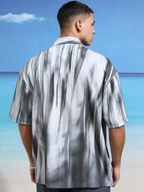 Highlander Men Grey Printed Oversized Fit Casual Shirt