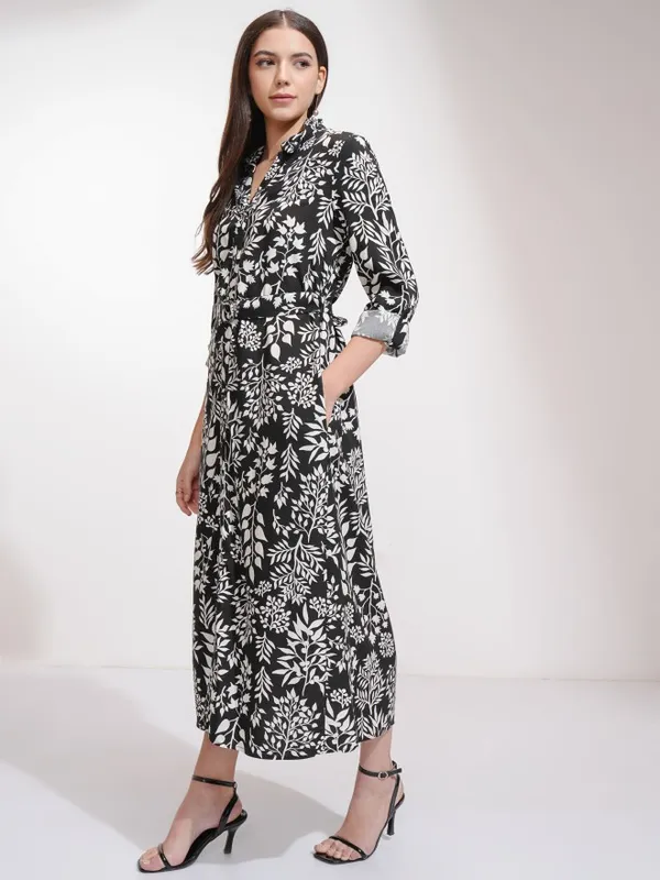 Tokyo Talkies Women Black Printed Shirt Dress