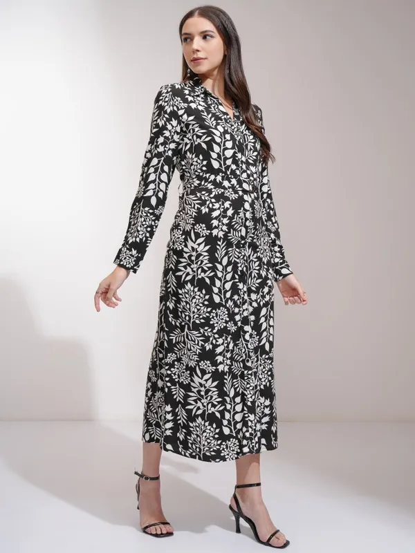 Tokyo Talkies Women Black Printed Shirt Dress