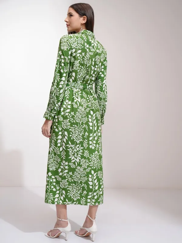 Tokyo Talkies Women Green Printed Shirt Dress