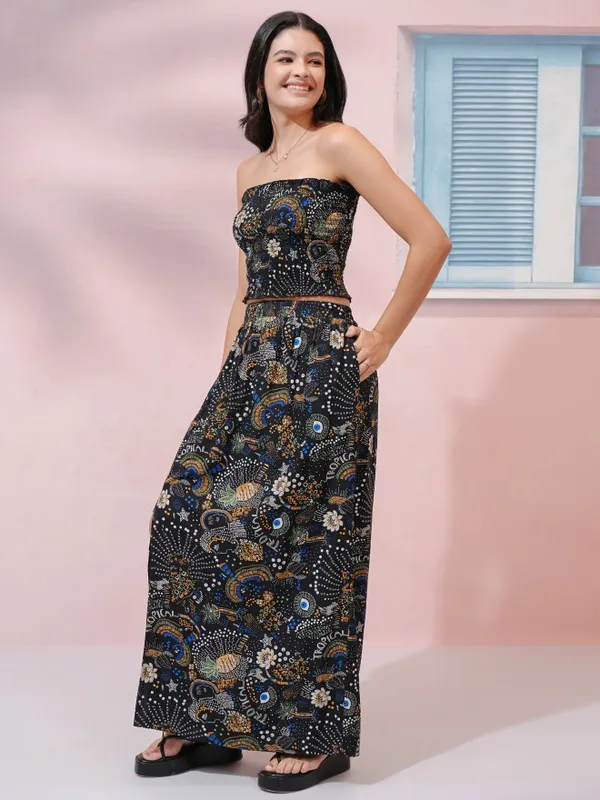 Tokyo Talkies Women Black Top With Skirt Co-Ords