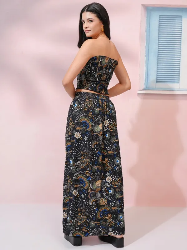 Tokyo Talkies Women Black Top With Skirt Co-Ords