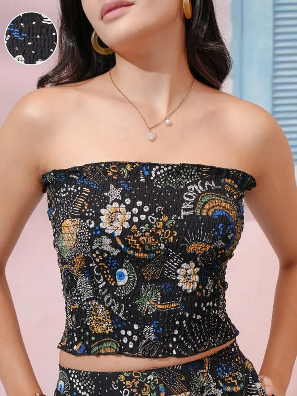 Tokyo Talkies Women Black Top With Skirt Co-Ords