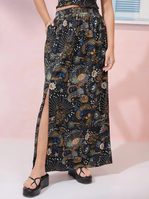 Tokyo Talkies Women Black Top With Skirt Co-Ords