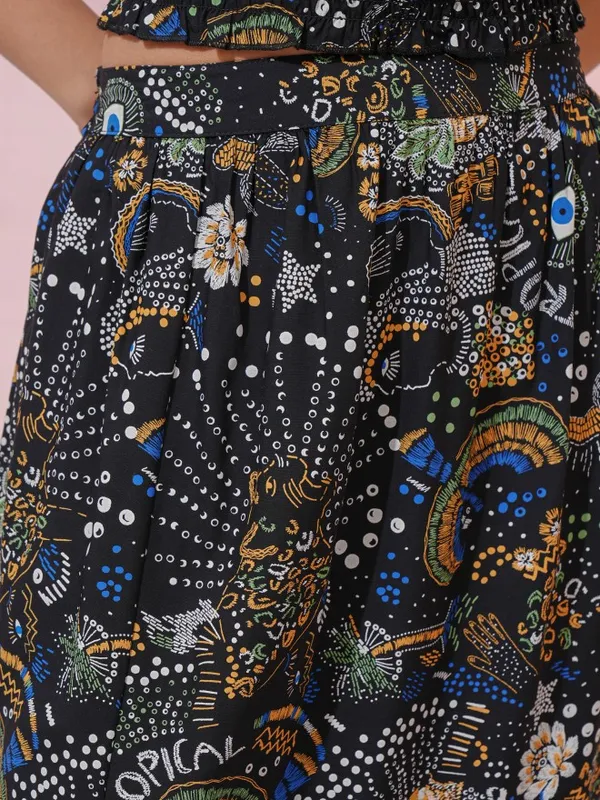 Tokyo Talkies Women Black Top With Skirt Co-Ords