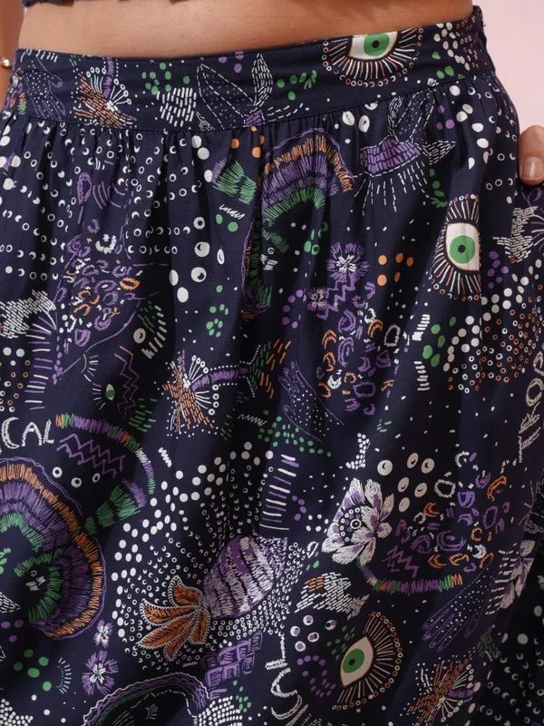 Tokyo Talkies Women Navy Blue Top With Skirt