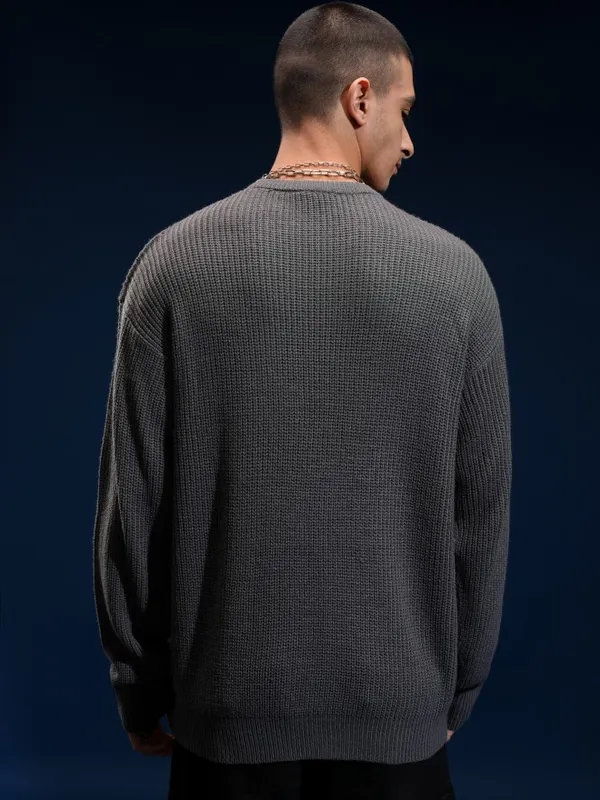 Disney By Highlander Men Grey Donald Duck Round Neck Pullover Sweater