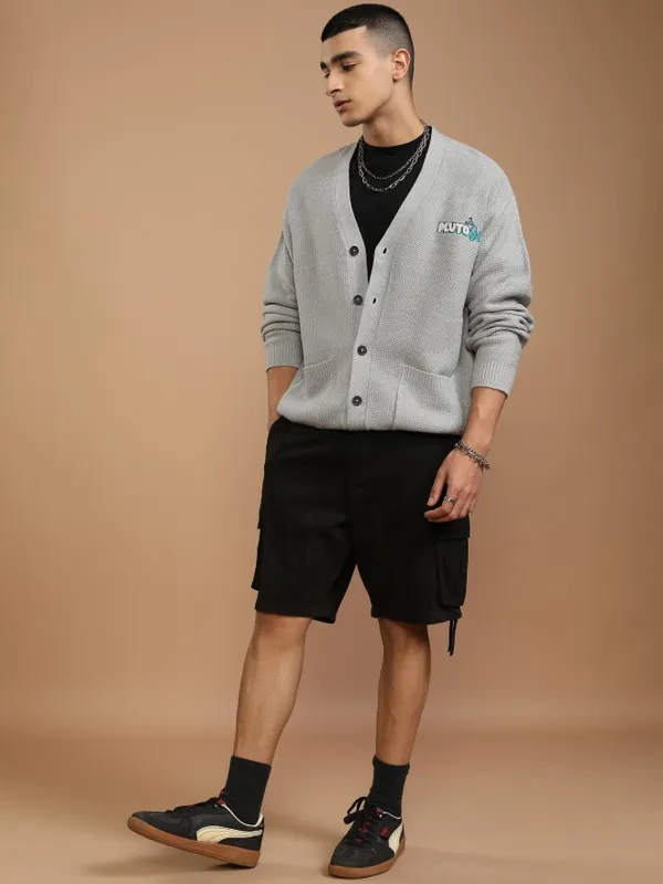 Pluto Men Self Design Sweater