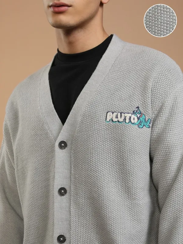 Pluto Men Self Design Sweater