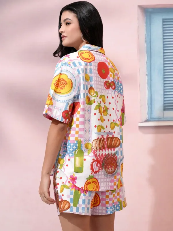 Tokyo Talkies Women White Shirt With Short