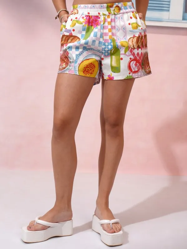 Tokyo Talkies Women White Shirt With Short