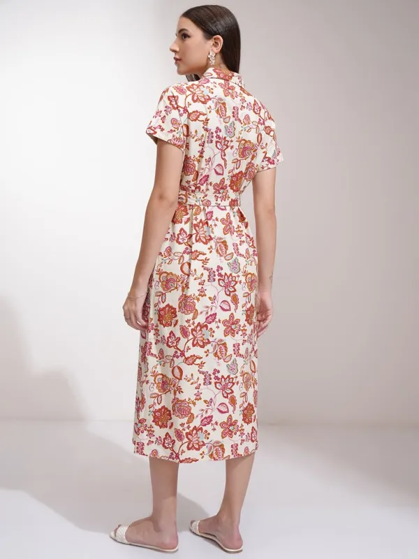 Tokyo Talkies Women Off White Printed Shirt Dress