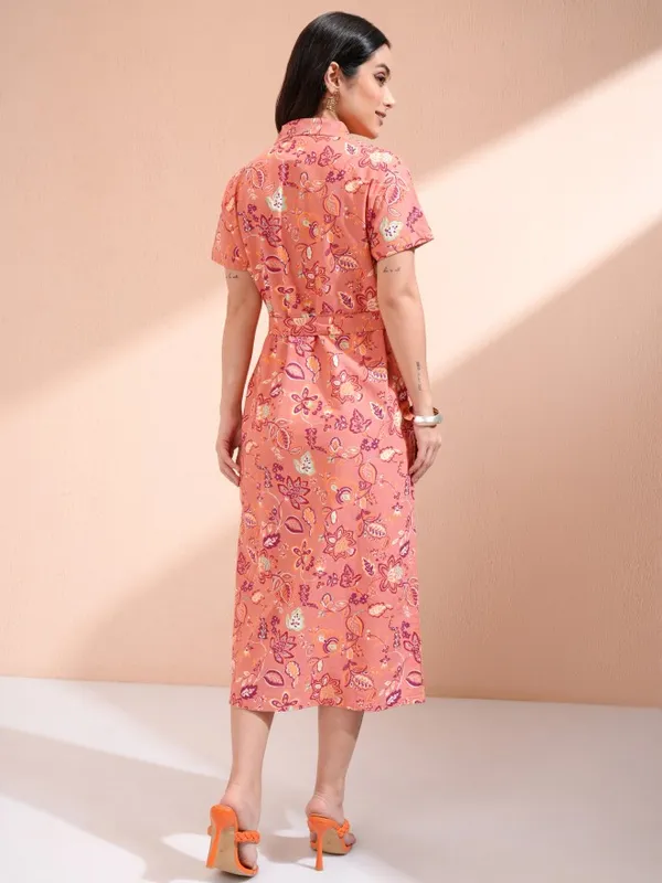 Tokyo Talkies Women Rust Printed Shirt Dress