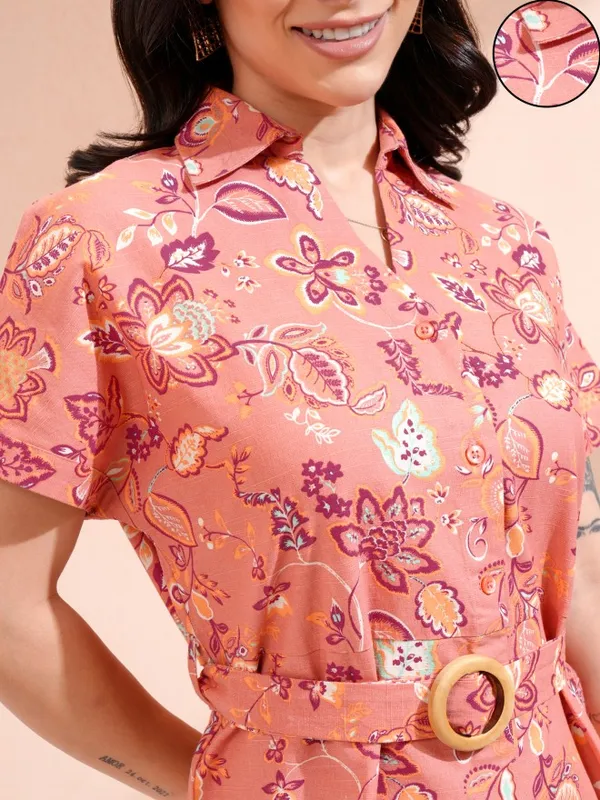 Tokyo Talkies Women Rust Printed Shirt Dress