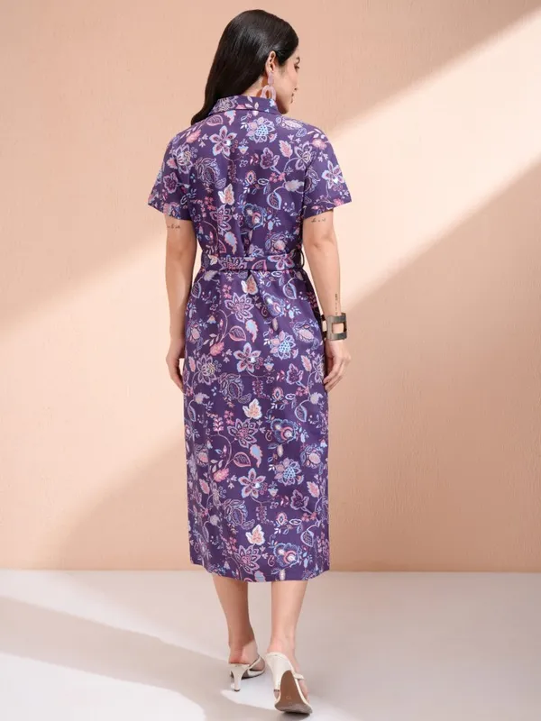 Tokyo Talkies Women Purple Printed Shirt Dress