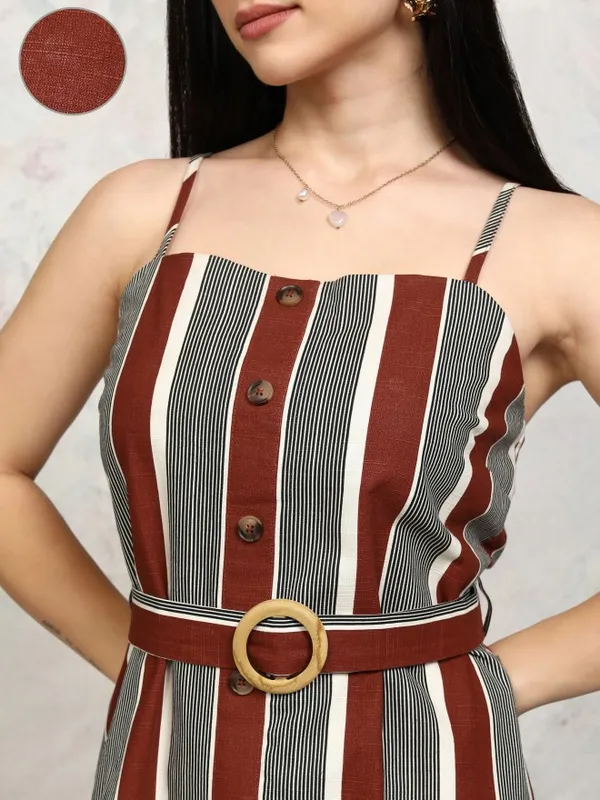 Striped Fit And Flare Dress