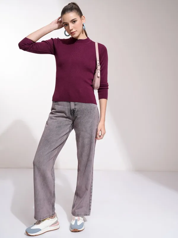 Tokyo Talkies Women Mauve Straight Fit Jeans