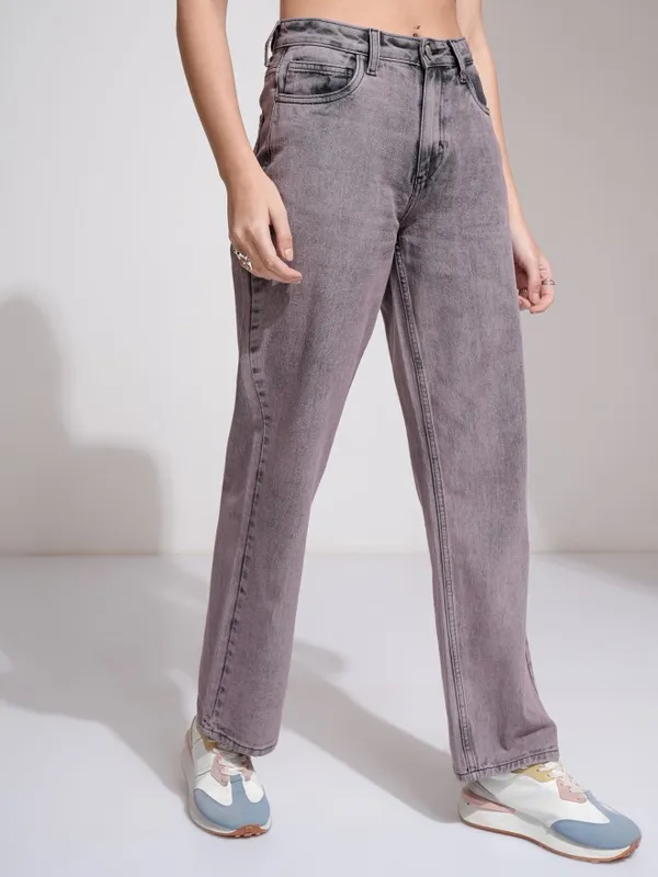 Tokyo Talkies Women Mauve Straight Fit Jeans