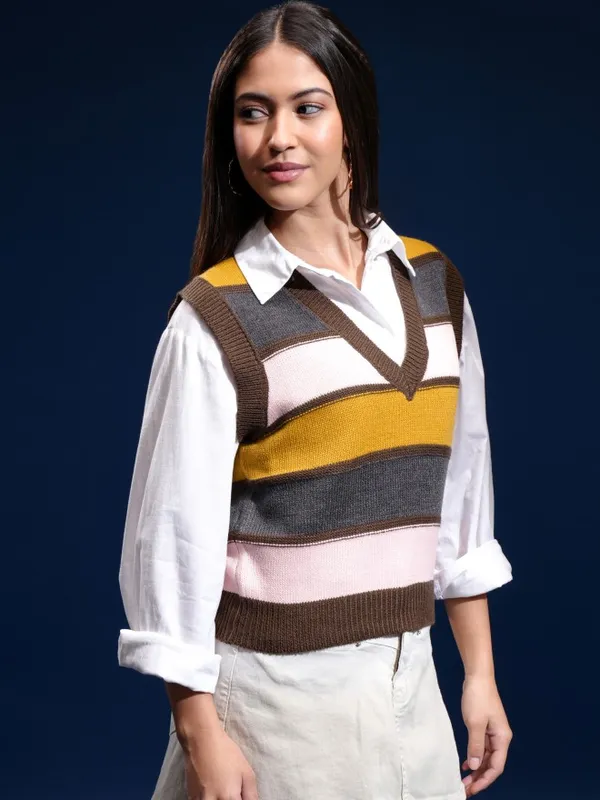 Women Self Design Sweater