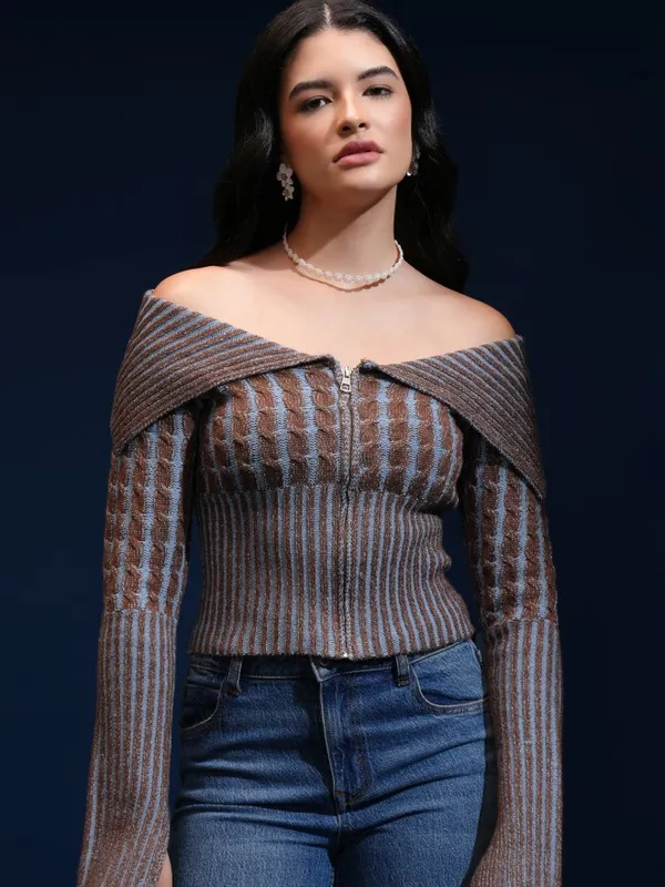 Women Self Design Sweater