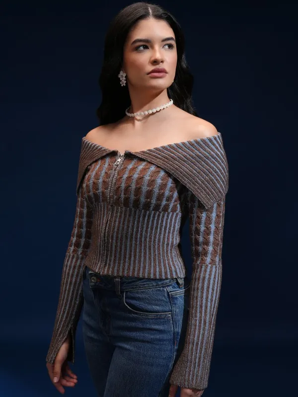 Women Self Design Sweater