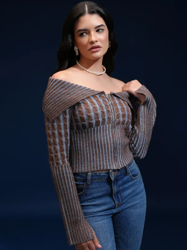 Women Self Design Sweater