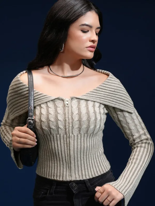 Women Self Design Sweater