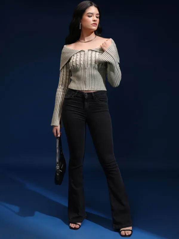 Women Self Design Sweater