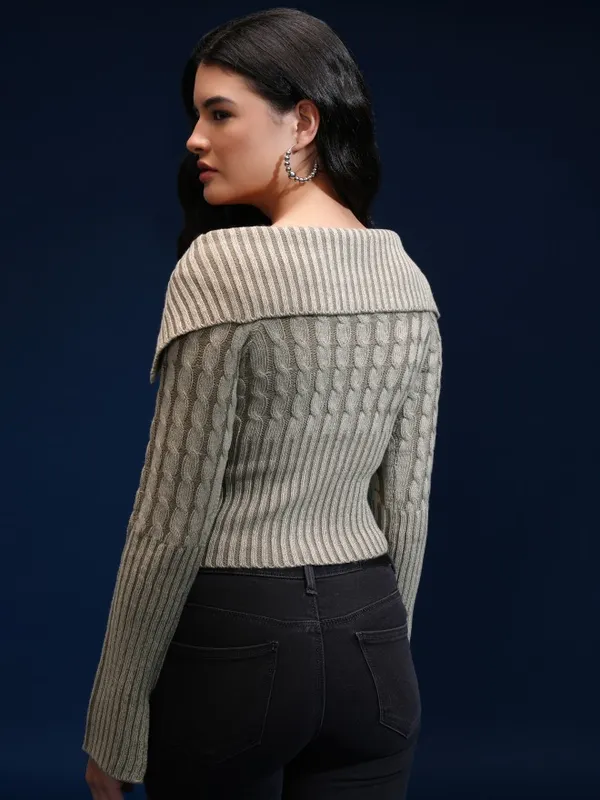 Women Self Design Sweater